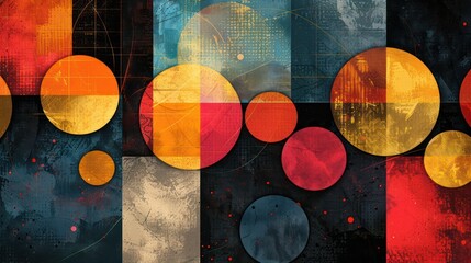 Poster - A colorful abstract painting of many different colored circles
