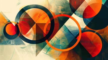 Poster - A colorful abstract painting with a lot of circles and triangles