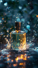 Poster - Beautiful perfume bottle in water outdoors