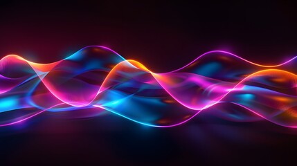 Wall Mural - Speaking sound wave, Music sound wave, Dynamic light flow, with blurred neon light effect