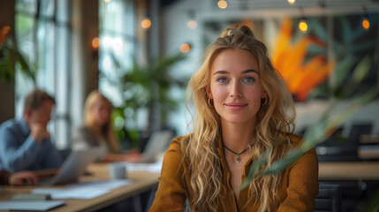 Wall Mural - portrait of a woman in a office