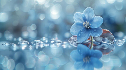 Sticker - Closeup of flowers in a cold winter forest