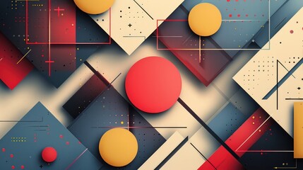 Fototapete - A colorful abstract design with a red circle in the middle