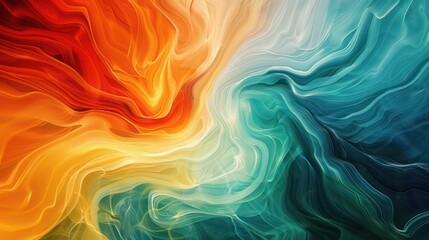 Poster - A colorful abstract painting with a blue and orange swirl
