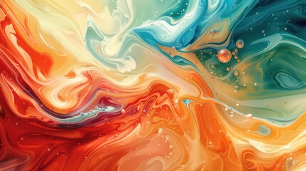 Poster - A painting of a swirl of colors with orange and blue hues