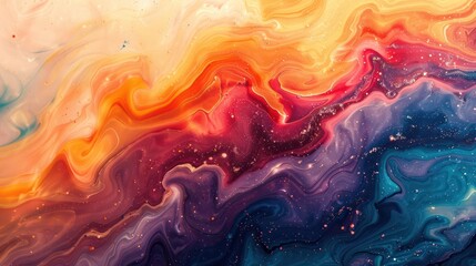 Poster - A colorful swirl of paint with a blue and purple section in the middle