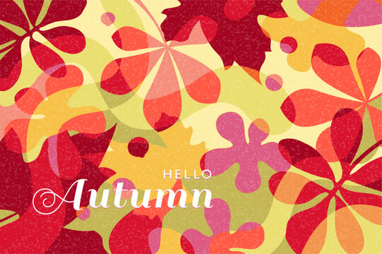 Abstract autumn background with leaves and texture, template, banner, poster, cover, wallpaper, vector