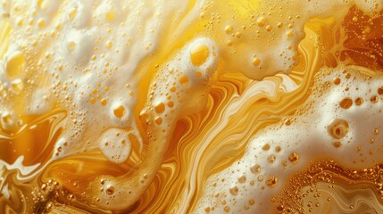 Wall Mural - A yellow liquid with bubbles in it