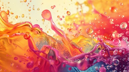 Poster - A splash of paint with many different colors and a splash of water