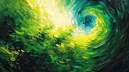 Leinwandbilder - A painting of a green wave with yellow streaks