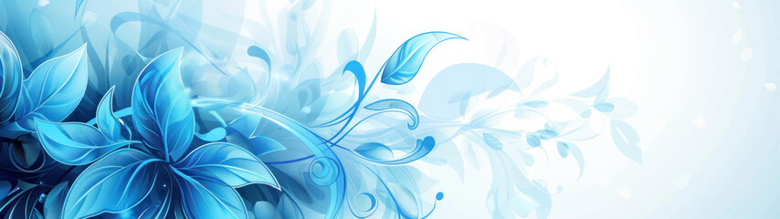 Wall Mural - Abstract Floral Blue Background Illustration in Swirling Style