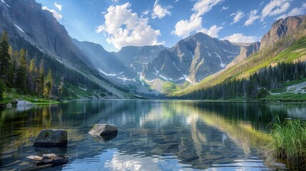 Wall Mural - Lake with Morning Mist