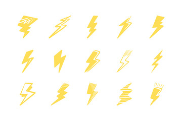 Wall Mural - Hand drawn doodle electric lightning symbol sketch. thunder icon