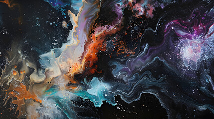 Wall Mural - Abstract cosmic art with achromatic colors depicting outer space