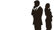 © 雅 - 考えているビジネスマンとビジネスウーマンのシルエット16
