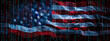 © Vita - Abstract tech American flag background for futuristic technology. America future symbol for information technology in cyberspace. Waving patriotic USA flag for 4th of July Independence Day holiday