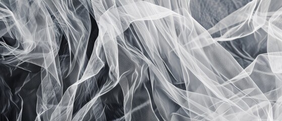 Panoramic close-up, high detail scan of tulle material, Generative AI