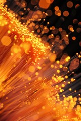 Wall Mural - The image is a close up of a bunch of orange and black wires. The wires are scattered all over the image, creating a sense of chaos and disorder