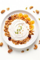 Wall Mural - A bowl of yogurt with nuts and fruit on top