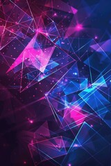 Poster - A colorful abstract image with purple and blue shapes and a starburst pattern. The image has a futuristic and modern feel to it