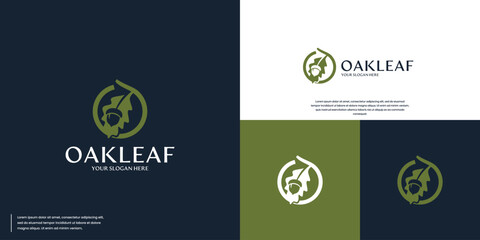 oak leaf and acorn logo with negative space style, logo design symbol.