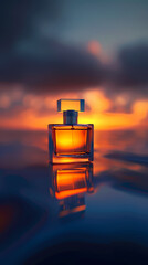 Poster - A bottle of perfume stands on the water