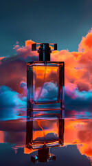 Wall Mural - A bottle of perfume stands on the water