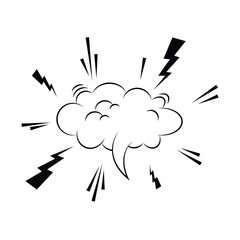 Poster - Comic cloud speech bubble with flash. thoughts bubble in pop art comics style. comic design. transparent background, vector illustration