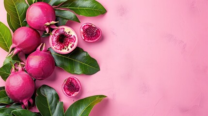 Pink Passion Fruit on a Pink Background