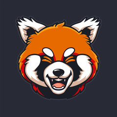 Wall Mural - cartoon character logo, Red Panda, winking, smiling, 2d, vector illustration, mascot logo