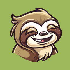 Wall Mural - cartoon character logo, Sloth, winking, smiling, 2d, vector illustration, mascot logo