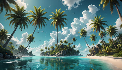 Wall Mural - a vibrant tropical land background 