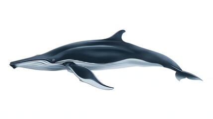 3. produce an illustration of a fin whale on a clear background, capturing its full body with a focu