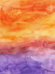 Wall Mural - Abstract Watercolor Sunset Background With Orange, Red, and Purple Hues