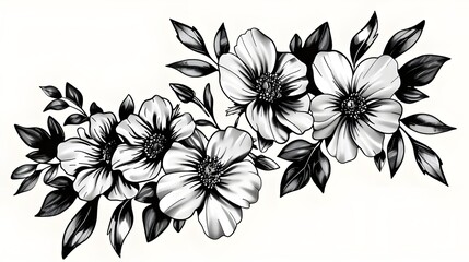 Wall Mural - black and white flower isolated