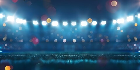 Wall Mural - Dynamic Nighttime Sports Backdrop Blurred Stadium Lights Illuminate Football Game. Concept Nighttime Sports Photography, Stadium Lights, Action Shots, Football Game, Dynamic Backdrop