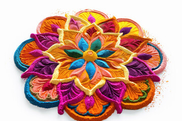 Poster - Traditional oil lamp with colorful rangoli design on diwali festival