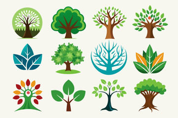 Wall Mural - different tree logo collection vector illustration