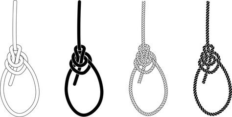 Poster - water bowline rope Knot icon set