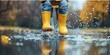 © Anastasiia - Joyful Children Playing in Puddles on a Rainy Day. Concept Puddle Jumping, Rainy Day Fun, Kids Activities, Outdoor Play, Wet Weather Activities