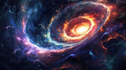 Wall Mural - a colorful spiral galaxy with mysterious, dark voids.,majestic astronomical image of galaxy universe
