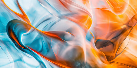 Wall Mural - abstract fluid art with vibrant blue and orange swirls dynamic modern background