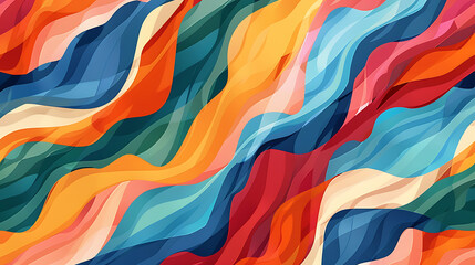 Wall Mural - A colorful, abstract painting with a wave-like pattern