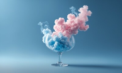 Wall Mural - Blue and pink smoke clouds in a glass