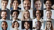 © The Little Hut - Collage portrait of multiracial smiling different business people A lot of happy modern people faces in mosaic collection Successful business career diversity concept : Generative AI