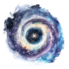 Watercolor Milky Way galaxy isolated on a transparent background