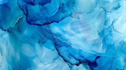 Leinwandbilder - Luxury blue abstract background of marble liquid ink art painting on paper  Image of original artwork watercolor alcohol ink paint on high quality paper texture : Generative AI