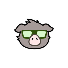 Wall Mural - pig with eyeglass logo vector illustration template design