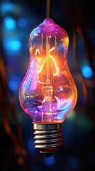 Wall Mural - light bulb on black background