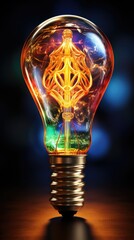 Wall Mural - light bulb in fire